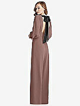 Front View Thumbnail - Sienna & Black Bishop Sleeve Open-Back Jumpsuit with Scarf Tie