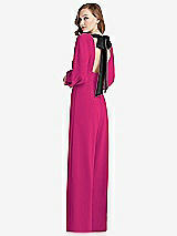 Front View Thumbnail - Think Pink & Black Bishop Sleeve Open-Back Jumpsuit with Scarf Tie