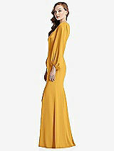 Alt View 2 Thumbnail - NYC Yellow Long Puff Sleeve V-Neck Trumpet Gown