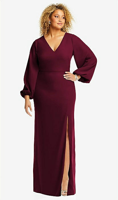 Plus Size Long Sleeve Maroon Bridesmaid Dresses