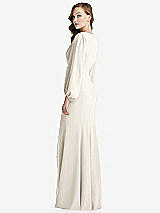 Alt View 3 Thumbnail - Ivory Long Puff Sleeve V-Neck Trumpet Gown