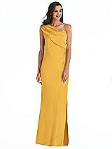 Alt View 1 Thumbnail - NYC Yellow Draped One-Shoulder Convertible Maxi Slip Dress