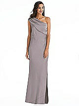 Alt View 1 Thumbnail - Cashmere Gray Draped One-Shoulder Convertible Maxi Slip Dress