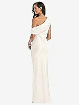 Rear View Thumbnail - Ivory Draped One-Shoulder Convertible Maxi Slip Dress