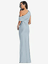Rear View Thumbnail - Mist Draped One-Shoulder Convertible Maxi Slip Dress
