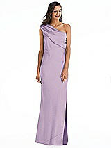 Alt View 1 Thumbnail - Pale Purple Draped One-Shoulder Convertible Maxi Slip Dress