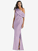 Front View Thumbnail - Pale Purple Draped One-Shoulder Convertible Maxi Slip Dress