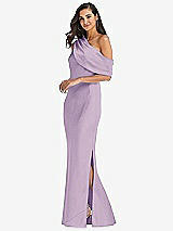 Side View Thumbnail - Pale Purple Draped One-Shoulder Convertible Maxi Slip Dress