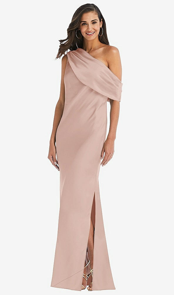 Front View - Toasted Sugar Draped One-Shoulder Convertible Maxi Slip Dress