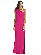Alt View 1 Thumbnail - Think Pink Draped One-Shoulder Convertible Maxi Slip Dress