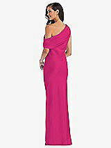Rear View Thumbnail - Think Pink Draped One-Shoulder Convertible Maxi Slip Dress