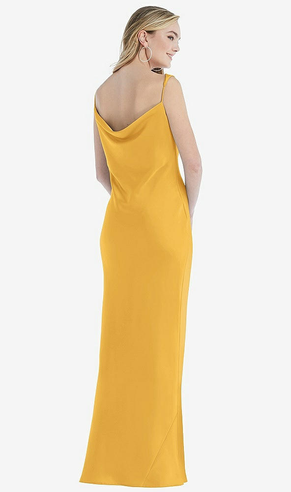 Back View - NYC Yellow Asymmetrical One-Shoulder Cowl Maxi Slip Dress