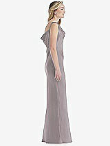 Side View Thumbnail - Cashmere Gray Asymmetrical One-Shoulder Cowl Maxi Slip Dress