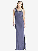 Front View Thumbnail - French Blue Asymmetrical One-Shoulder Cowl Maxi Slip Dress