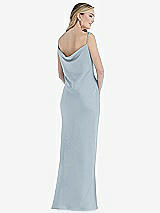 Rear View Thumbnail - Mist Asymmetrical One-Shoulder Cowl Maxi Slip Dress
