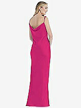 Rear View Thumbnail - Think Pink Asymmetrical One-Shoulder Cowl Maxi Slip Dress