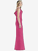 Side View Thumbnail - Tea Rose Asymmetrical One-Shoulder Cowl Maxi Slip Dress