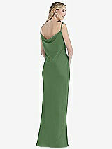 Rear View Thumbnail - Vineyard Green Asymmetrical One-Shoulder Cowl Maxi Slip Dress