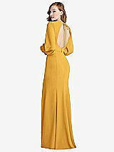 Front View Thumbnail - NYC Yellow Long Puff Sleeve Maxi Dress with Cutout Tie-Back