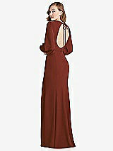 Front View Thumbnail - Auburn Moon Long Puff Sleeve Maxi Dress with Cutout Tie-Back