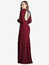 Front View Thumbnail - Burgundy Long Puff Sleeve Maxi Dress with Cutout Tie-Back