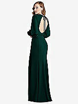 Front View Thumbnail - Evergreen Long Puff Sleeve Maxi Dress with Cutout Tie-Back