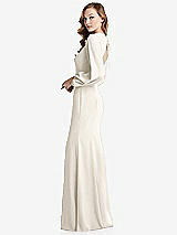 Side View Thumbnail - Ivory Long Puff Sleeve Maxi Dress with Cutout Tie-Back