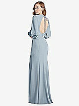 Front View Thumbnail - Mist Long Puff Sleeve Maxi Dress with Cutout Tie-Back