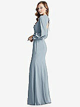 Side View Thumbnail - Mist Long Puff Sleeve Maxi Dress with Cutout Tie-Back