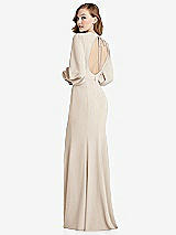 Front View Thumbnail - Oat Long Puff Sleeve Maxi Dress with Cutout Tie-Back