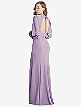 Front View Thumbnail - Pale Purple Long Puff Sleeve Maxi Dress with Cutout Tie-Back