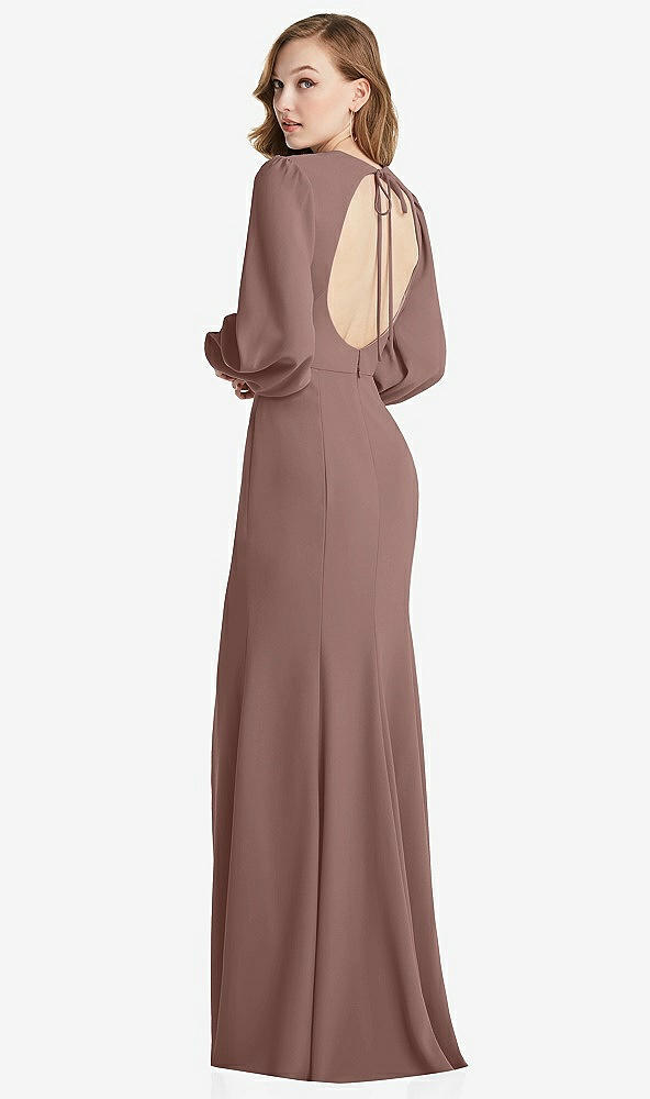 Front View - Sienna Long Puff Sleeve Maxi Dress with Cutout Tie-Back
