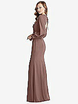 Side View Thumbnail - Sienna Long Puff Sleeve Maxi Dress with Cutout Tie-Back