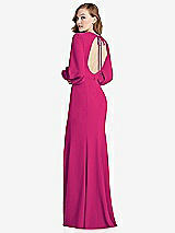 Front View Thumbnail - Think Pink Long Puff Sleeve Maxi Dress with Cutout Tie-Back