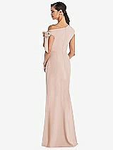 Rear View Thumbnail - Cameo Off-the-Shoulder Tie Detail Trumpet Gown with Front Slit