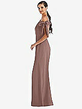 Side View Thumbnail - Sienna Off-the-Shoulder Tie Detail Trumpet Gown with Front Slit