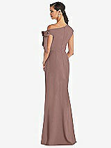 Rear View Thumbnail - Sienna Off-the-Shoulder Tie Detail Trumpet Gown with Front Slit