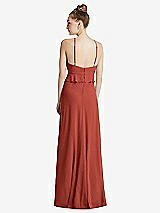 Rear View Thumbnail - Amber Sunset Bias Ruffle Empire Waist Halter Maxi Dress with Adjustable Straps