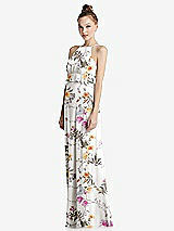 Side View Thumbnail - Butterfly Botanica Ivory Bias Ruffle Empire Waist Halter Maxi Dress with Adjustable Straps