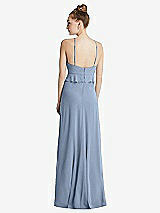 Rear View Thumbnail - Cloudy Bias Ruffle Empire Waist Halter Maxi Dress with Adjustable Straps