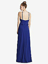 Rear View Thumbnail - Cobalt Blue Bias Ruffle Empire Waist Halter Maxi Dress with Adjustable Straps