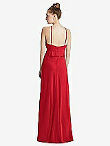 Rear View Thumbnail - Parisian Red Bias Ruffle Empire Waist Halter Maxi Dress with Adjustable Straps