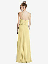 Rear View Thumbnail - Pale Yellow Bias Ruffle Empire Waist Halter Maxi Dress with Adjustable Straps