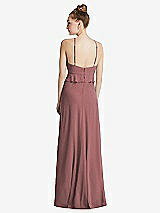 Rear View Thumbnail - Rosewood Bias Ruffle Empire Waist Halter Maxi Dress with Adjustable Straps