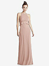 Front View Thumbnail - Toasted Sugar Bias Ruffle Empire Waist Halter Maxi Dress with Adjustable Straps