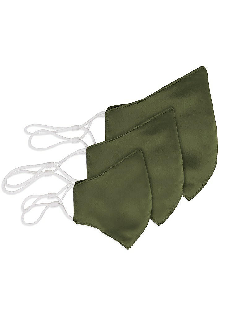 Back View - Olive Green Lux Charmeuse Reusable Face Mask