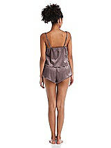 Rear View Thumbnail - French Truffle Satin Lounge Shorts with Pockets - Kat