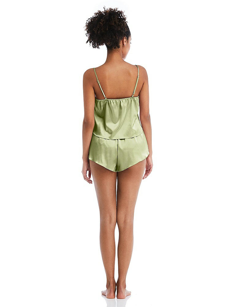 Back View - Mint Satin Lounge Shorts with Pockets - Kat