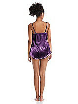 Rear View Thumbnail - African Violet Satin Ruffle-Trimmed Lounge Shorts with Pockets - Cali