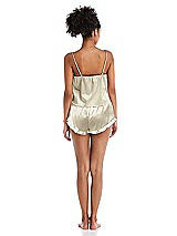 Rear View Thumbnail - Champagne Satin Ruffle-Trimmed Lounge Shorts with Pockets - Cali